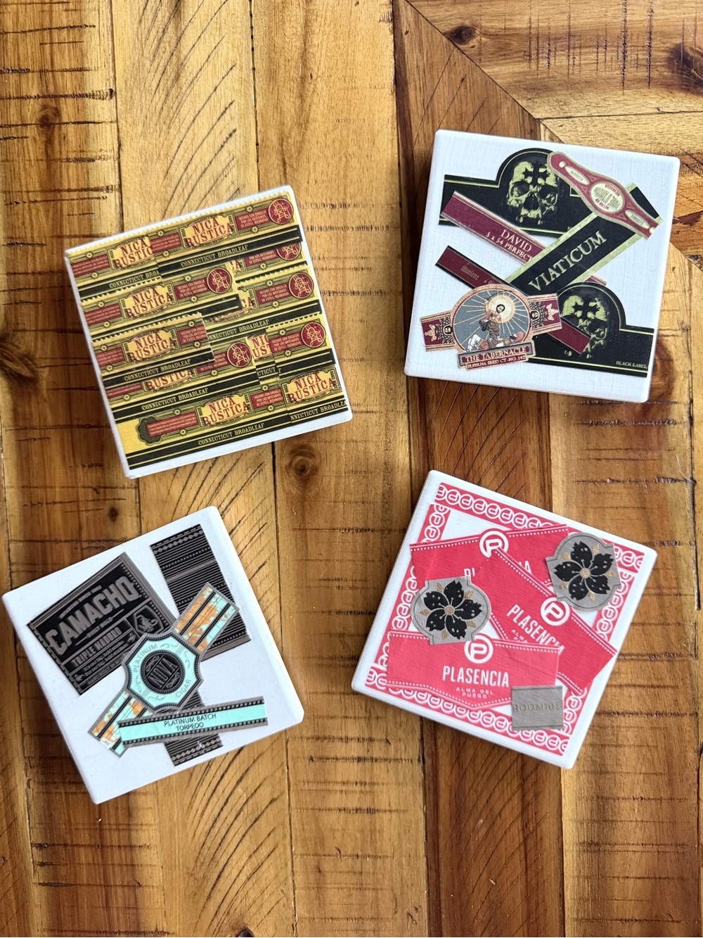 Handmade Cigar Band Coasters Set of 4 Cigar Lounge Home Bar Decor